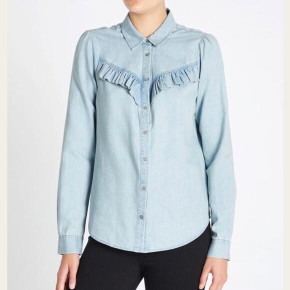 Paige Light Denim Layda Shirt Small Light Wash Button Down $188 - Picture 1 of 7